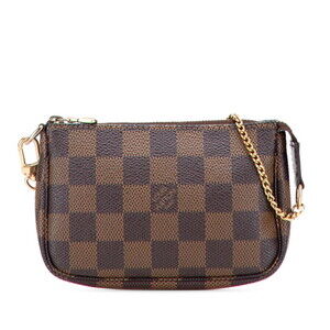 LOUIS VUITTON Authentic Brown Damier Leather Pochette Mini Bag